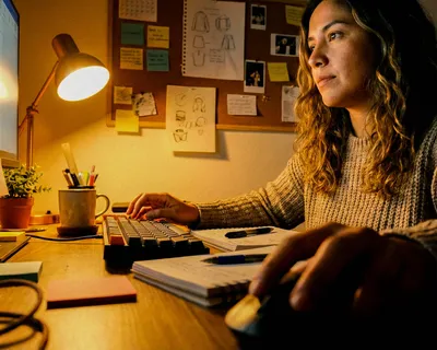 Woman working on a computer