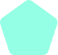 Simple mint green pentagon shape on white background.